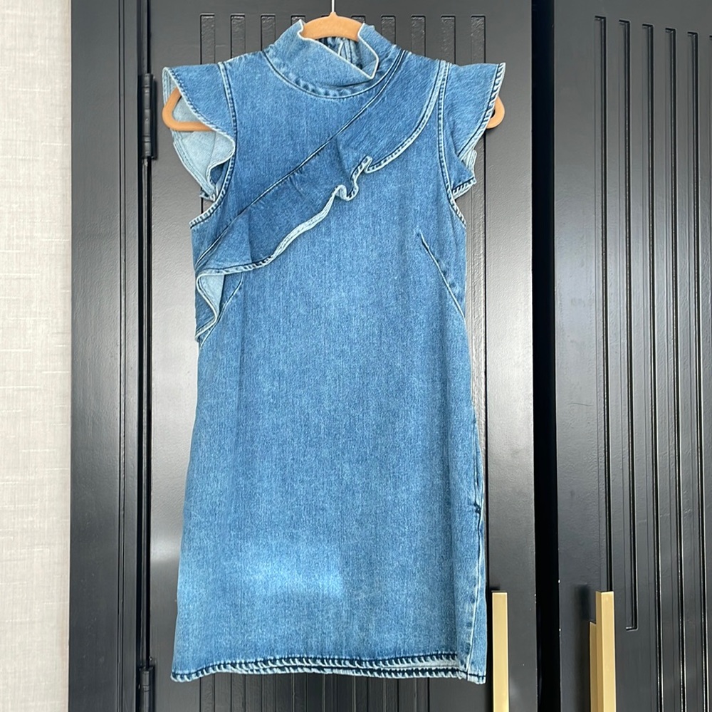 McGuire denim mini dress with mock neck size extra small